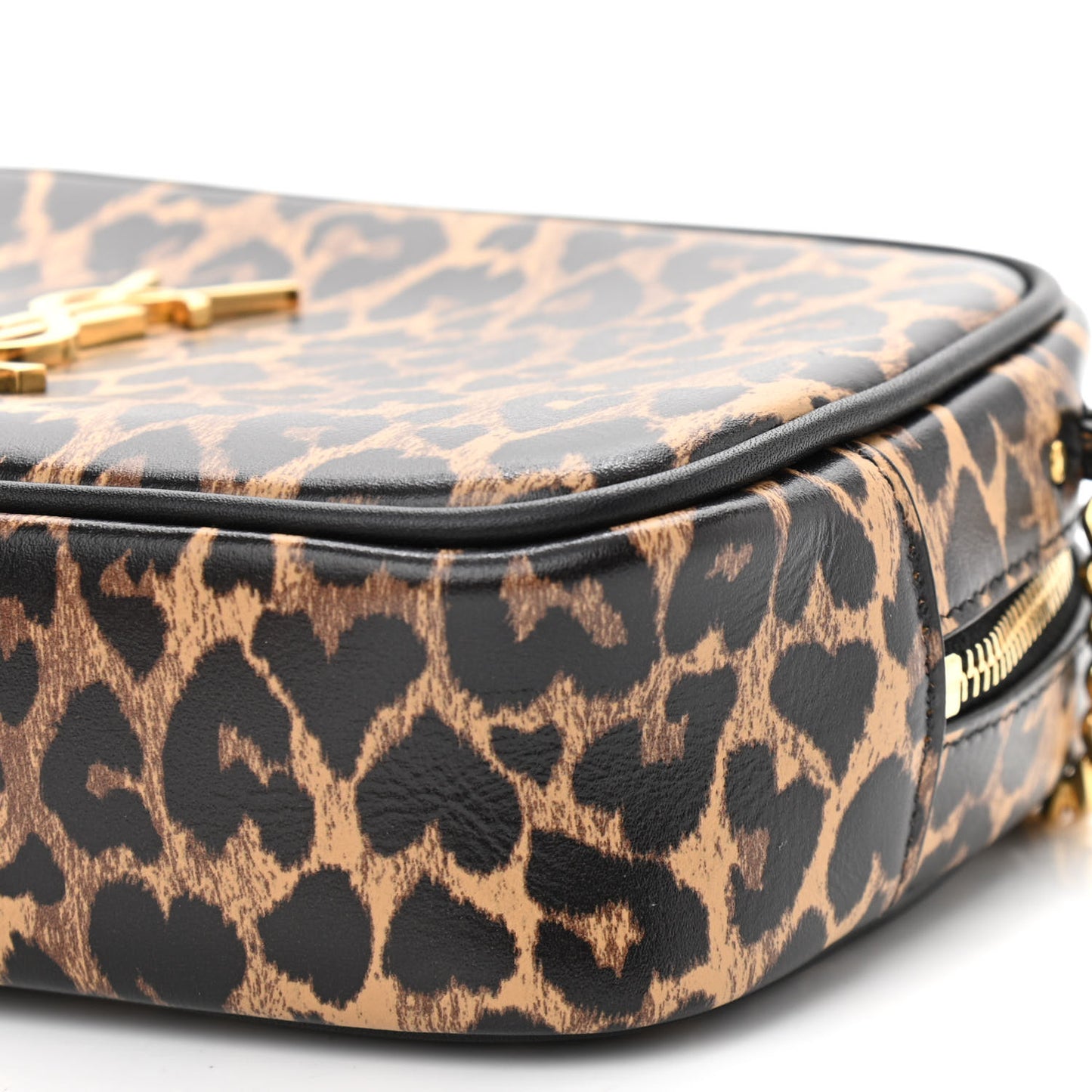 Calfskin Heart Leopard Print Monogram Mini Lou Camera Bag Toffee