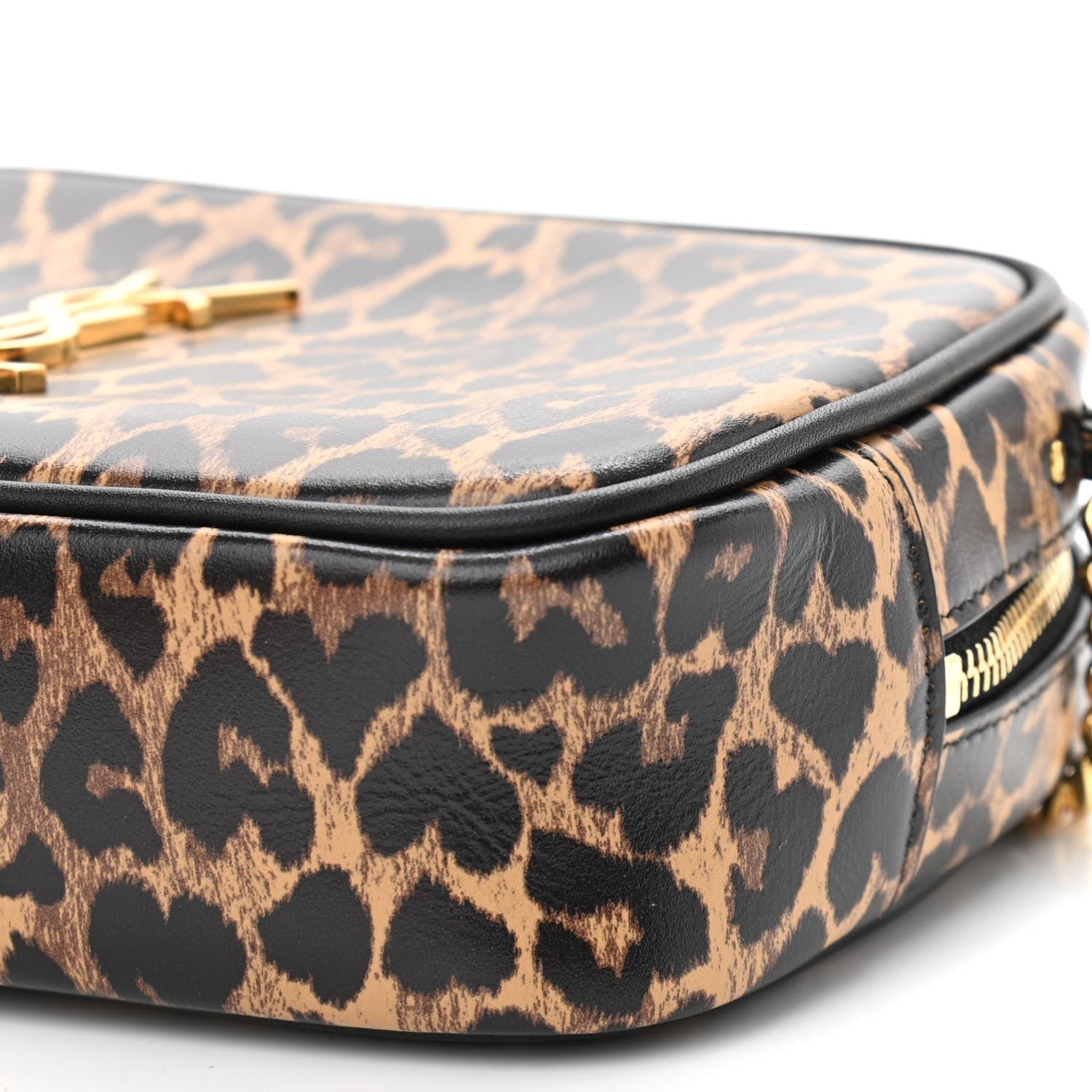 Saint Laurent Calfskin Heart Leopard Print Monogram Mini Lou Camera Bag Toffee 9 of 9
