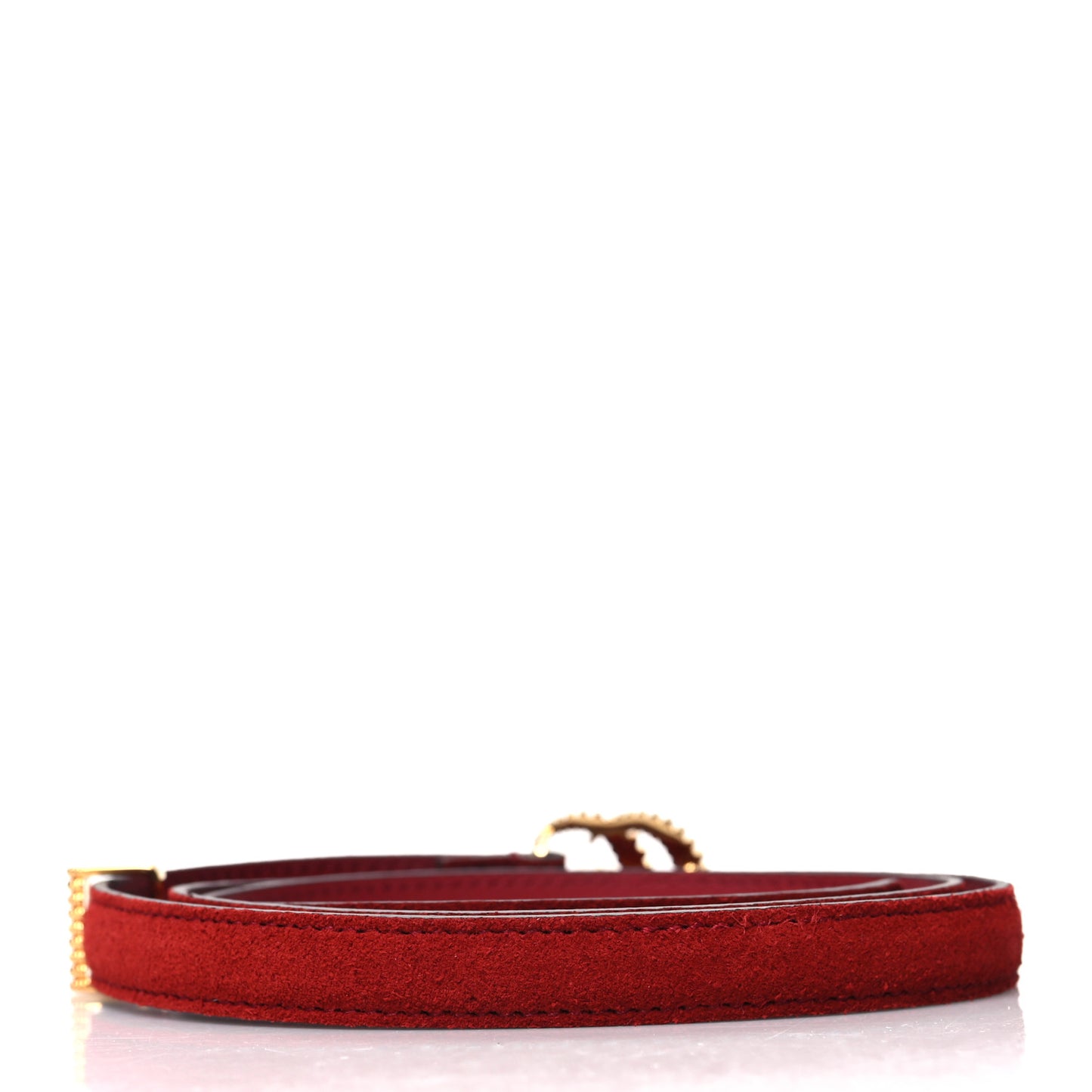 Suede Calfskin Torchon Double G 15mm Belt 75 30 Red