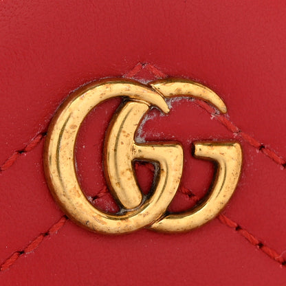 Gucci Calfskin Matelasse GG Marmont Key Case Card Holder Hibiscus Red 6 of 9