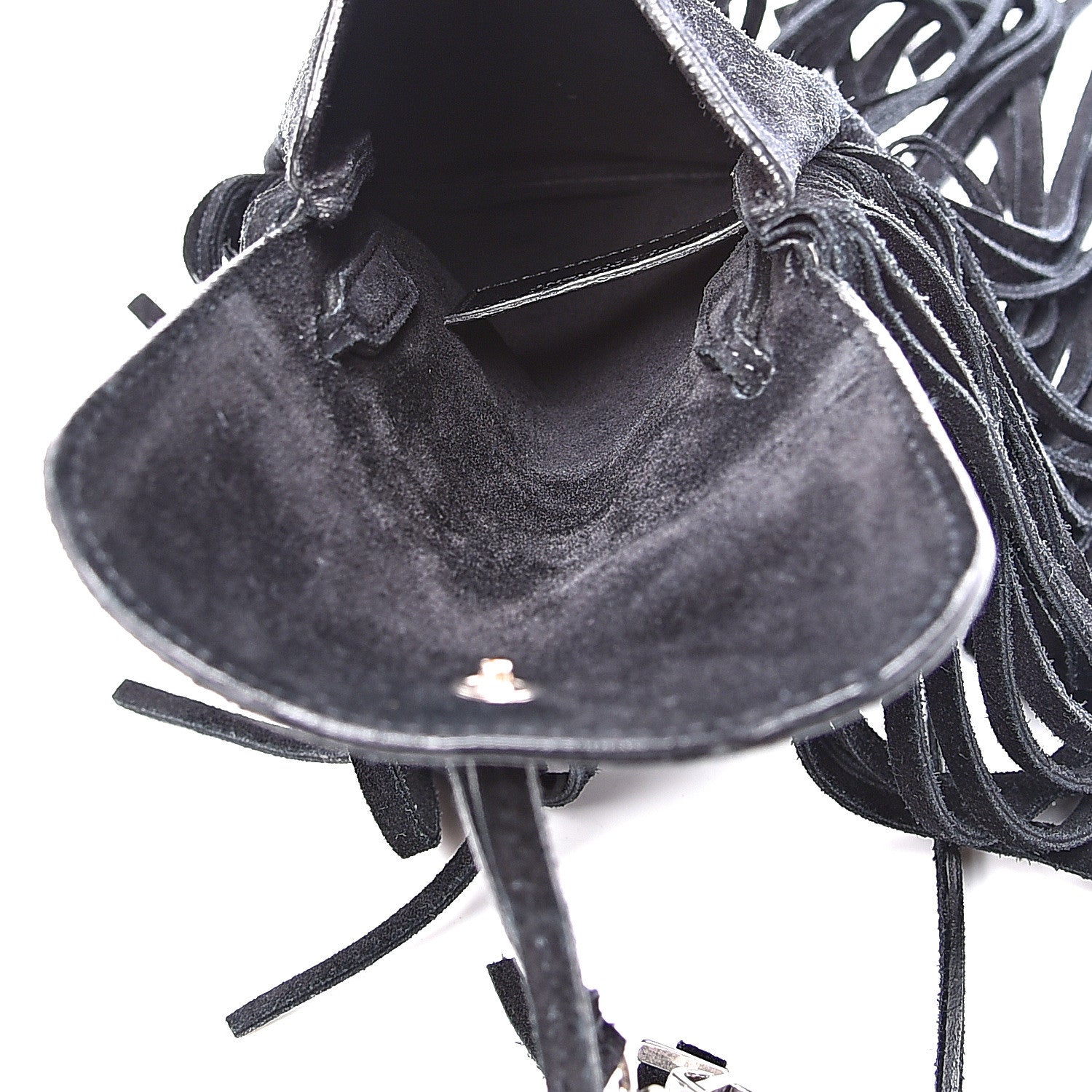 Saint Laurent Suede Fringe Toy Monogram Anita Crossbody Bag Black 4 of 9