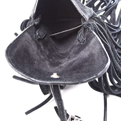 Saint Laurent Suede Fringe Toy Monogram Anita Crossbody Bag Black 4 of 9