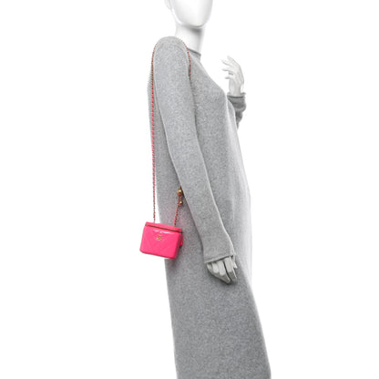 Chanel Patent Quilted Pearl Crush Mini Vanity Case With Chain Neon Pink 2 of 11