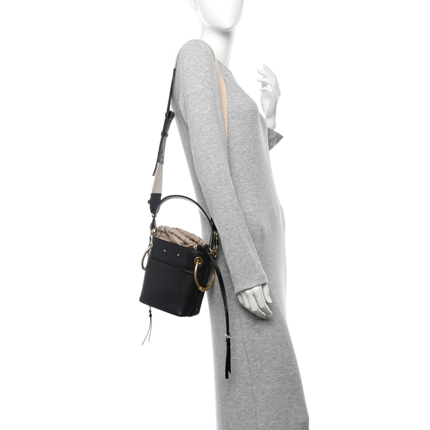 Chloe Smooth Calfskin Small Roy Bucket Bag Black 2 of 15