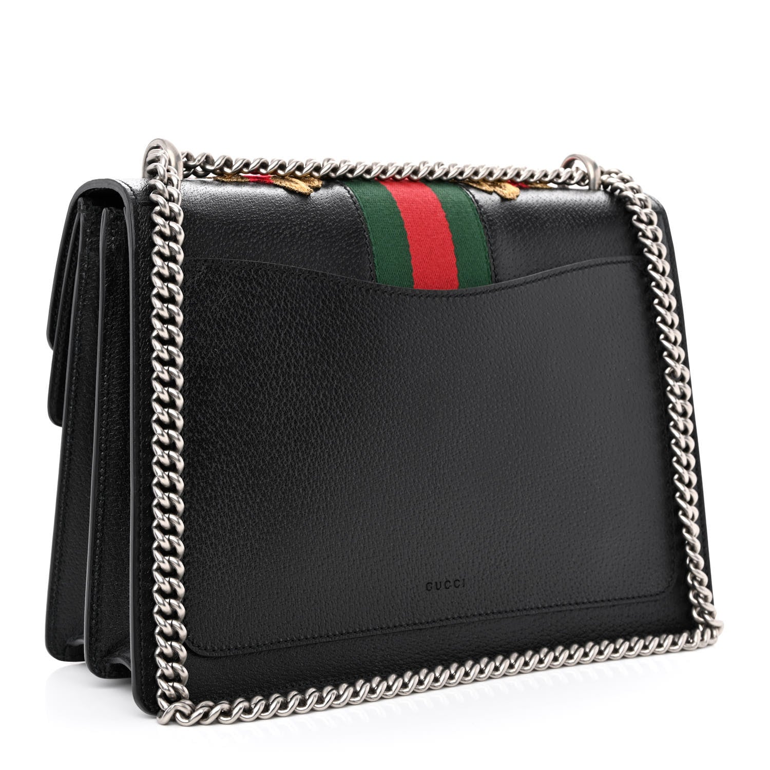 Gucci Calfskin Web Floral Embroidered Medium Dionysus Shoulder Bag Black 3 of 10