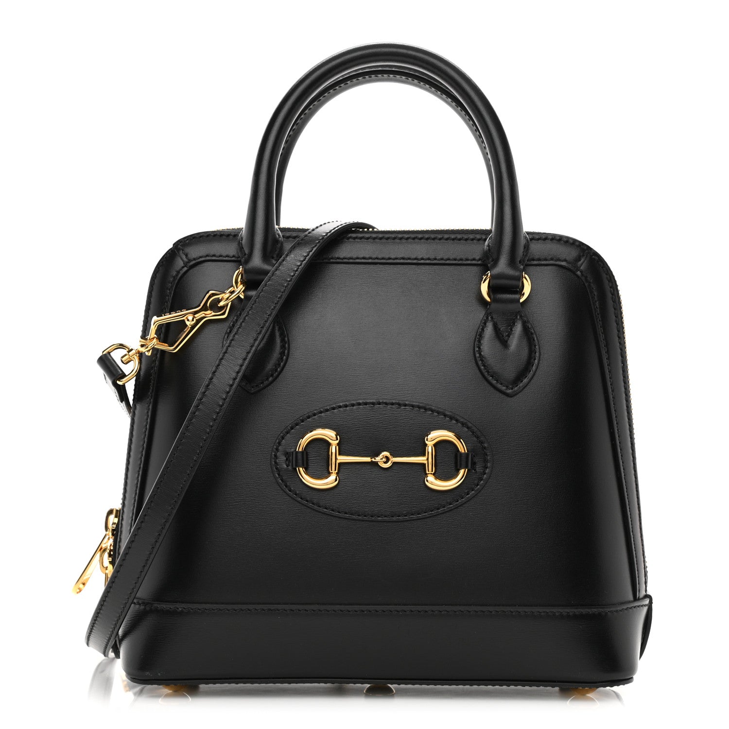 Gucci Boarded Plutone Calfskin Small Horsebit 1955 Top Handle Bag Black 1 of 13