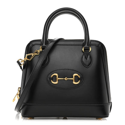 Gucci Boarded Plutone Calfskin Small Horsebit 1955 Top Handle Bag Black 1 of 13