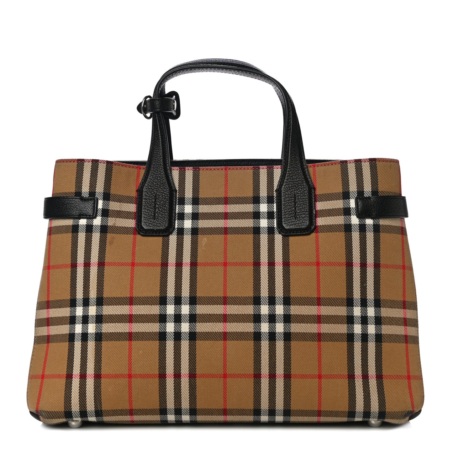 Goatskin Vintage Check Medium Banner Tote Black