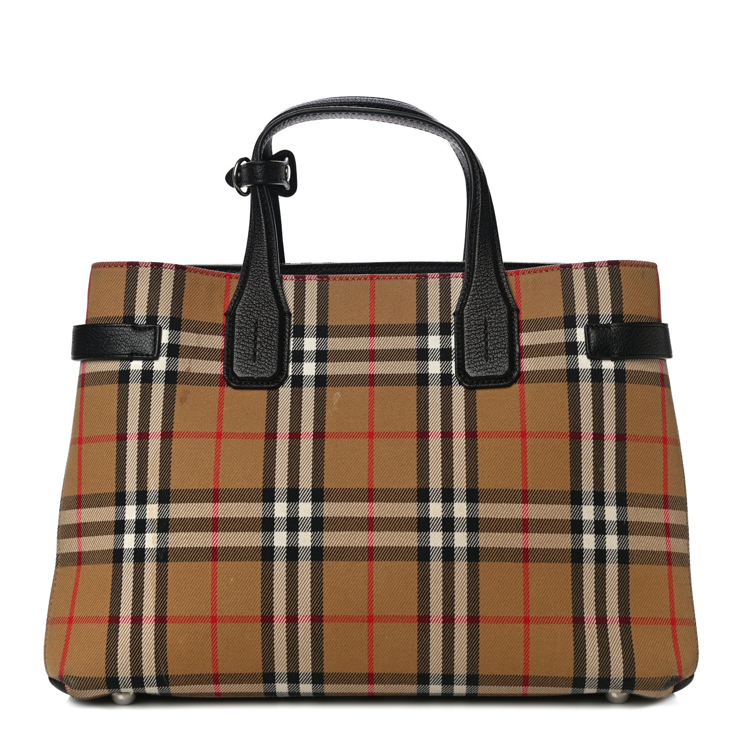 Burberry Goatskin Vintage Check Medium Banner Tote Black 1 of 14