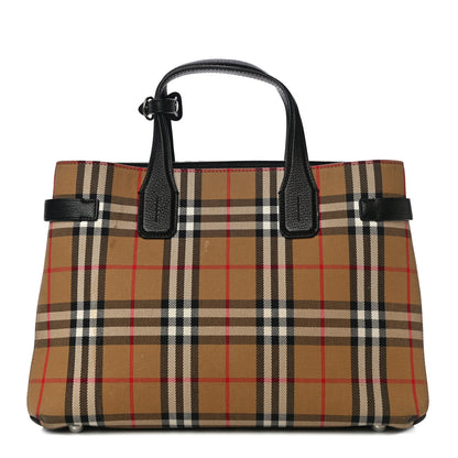 Burberry Goatskin Vintage Check Medium Banner Tote Black 1 of 14