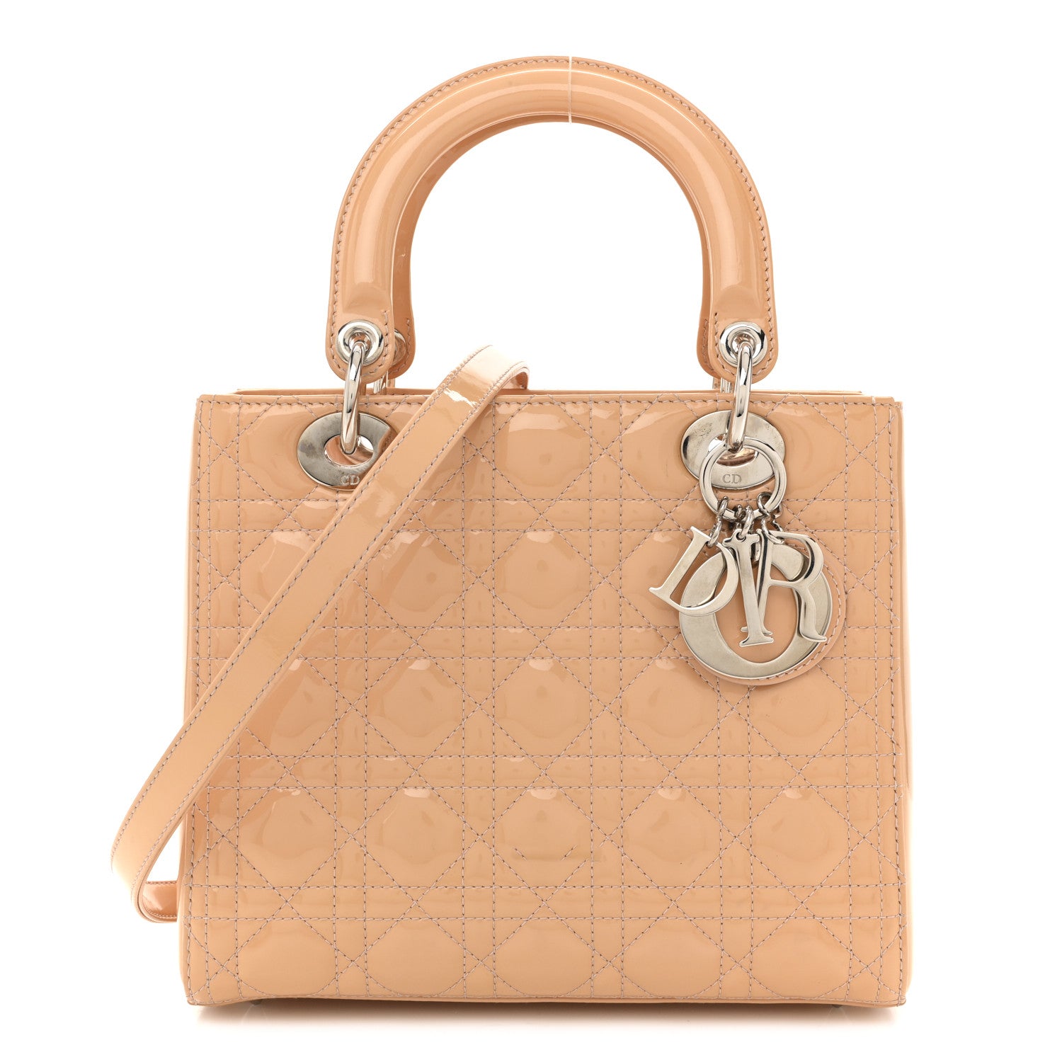 Christian Dior Patent Cannage Medium Lady Dior Beige 1 of 15