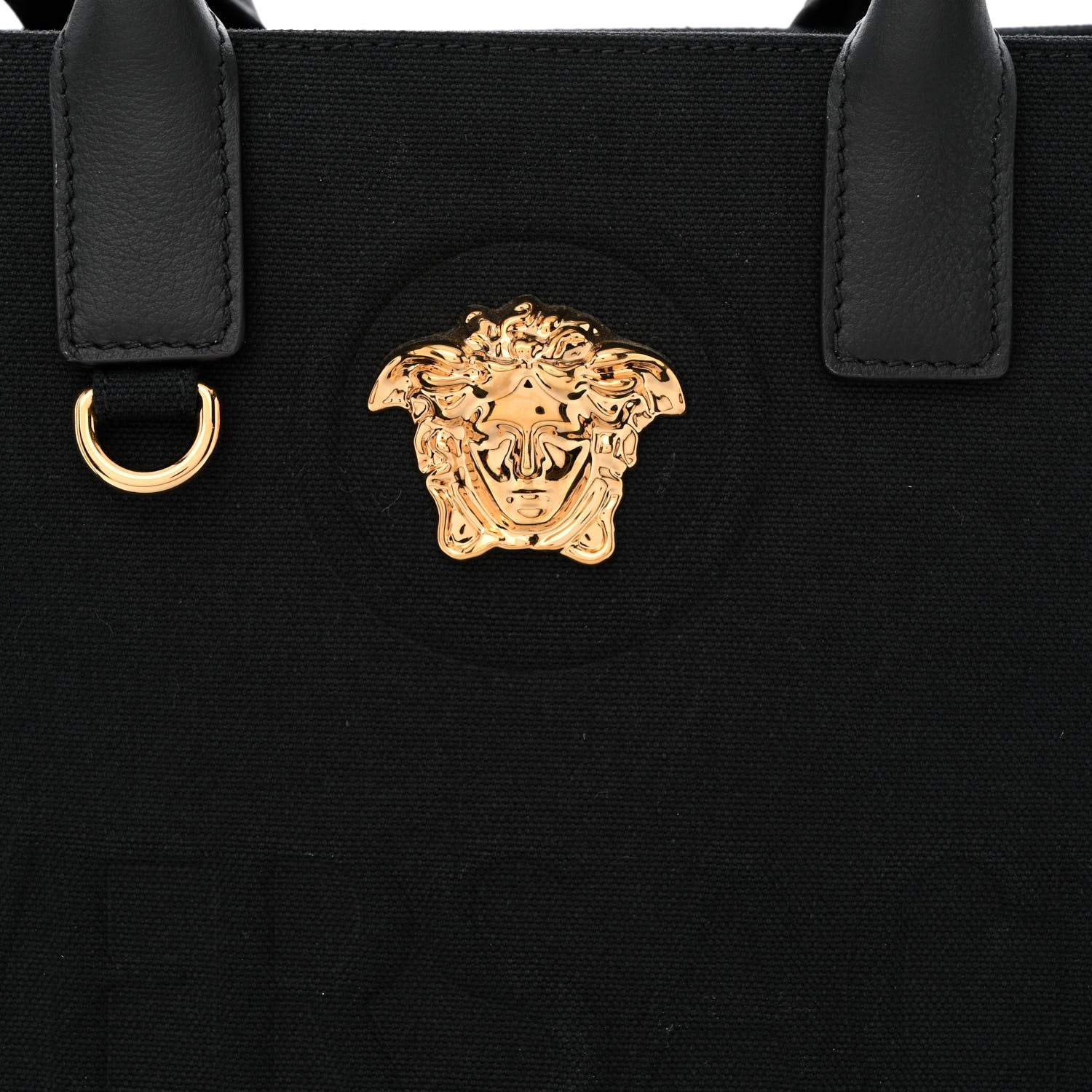 Versace Canvas Calfskin La Medusa Small Tote Black 7 of 11