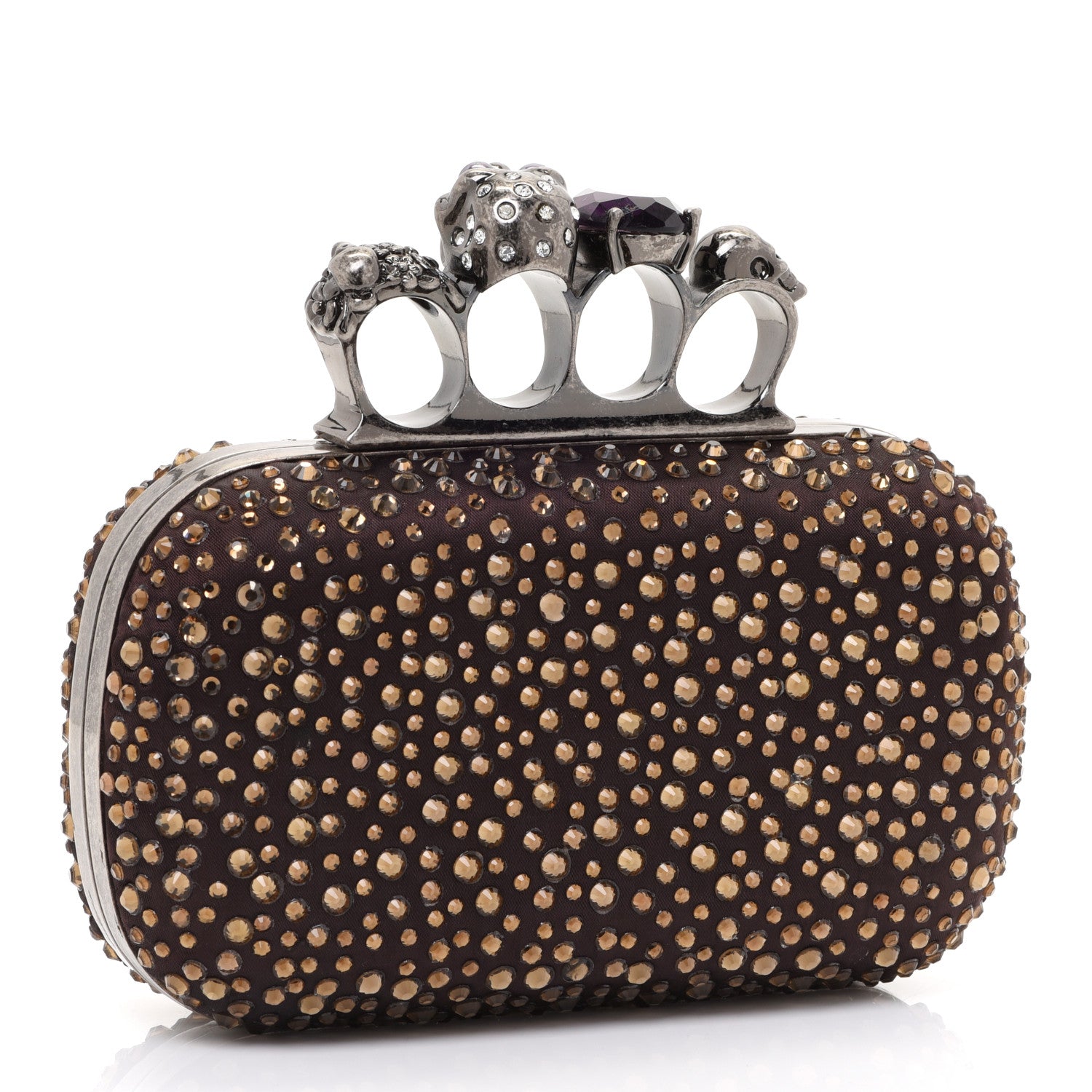 Alexander McQueen Studded Knuckle Clutch Brown 3 of 11