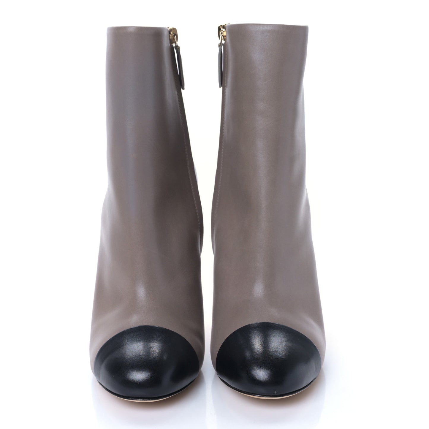 Calfskin Cap Toe CC Short Boots 40.5 Grey Black