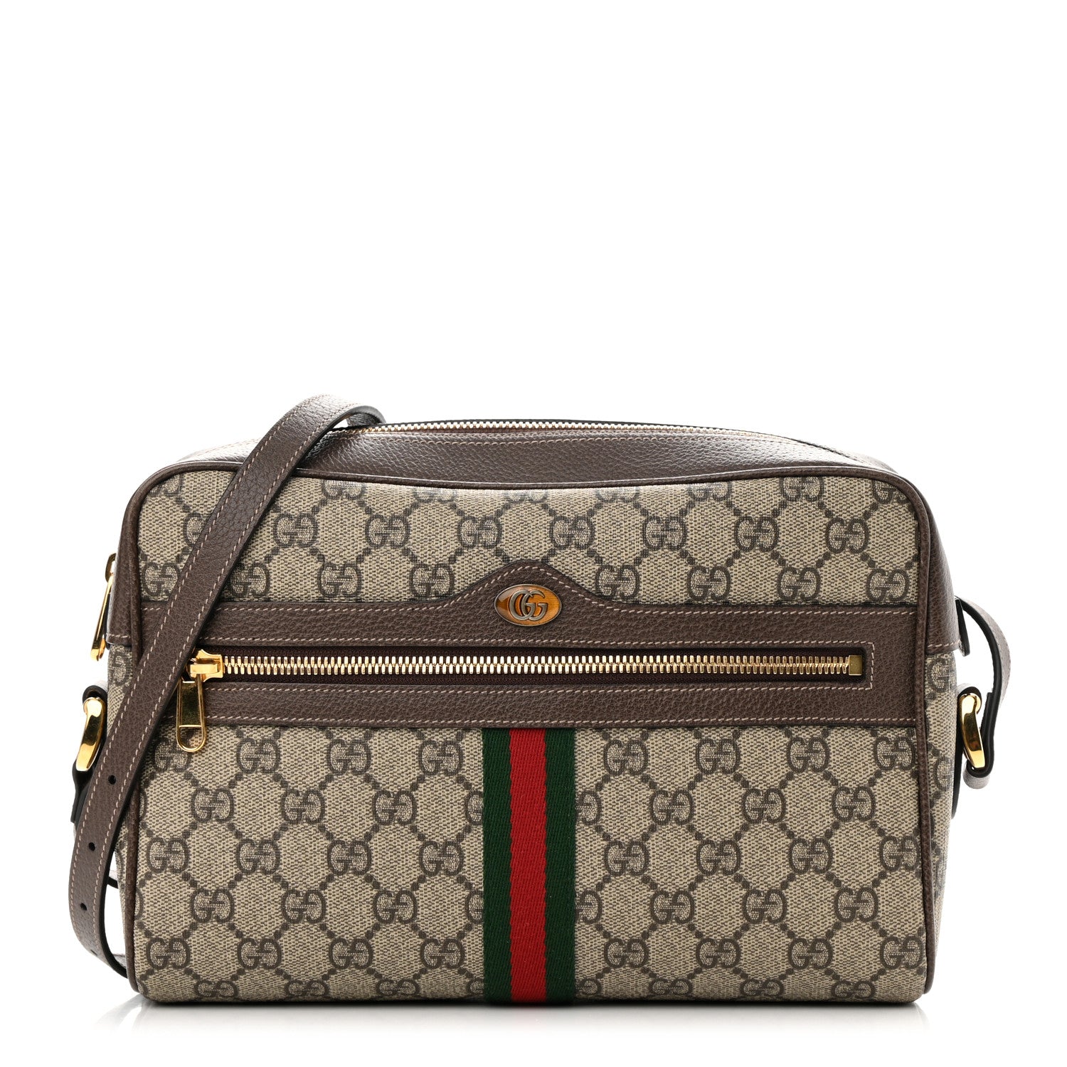 Gucci GG Supreme Monogram Web Small Ophidia Shoulder Bag Brown 1 of 10