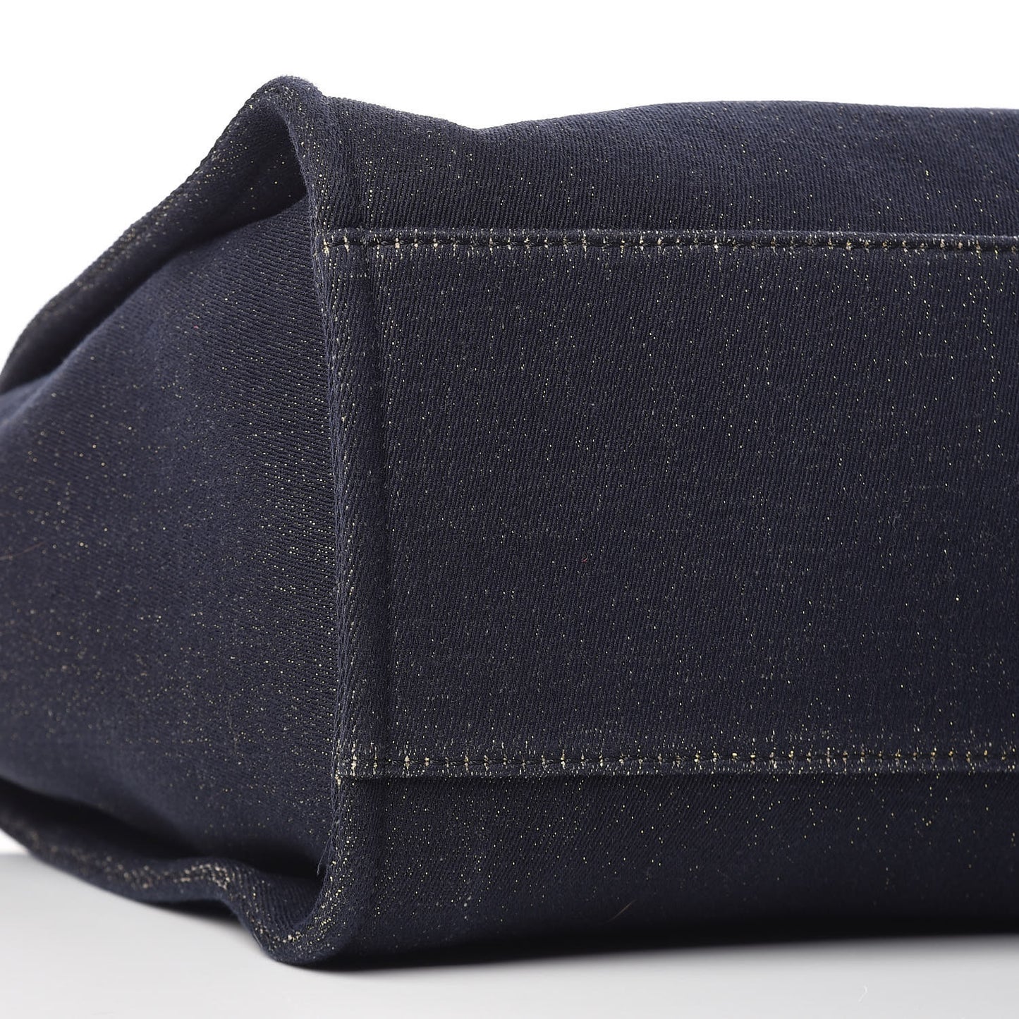 Lurex Canvas Medium Deauville Tote Navy Blue Gold