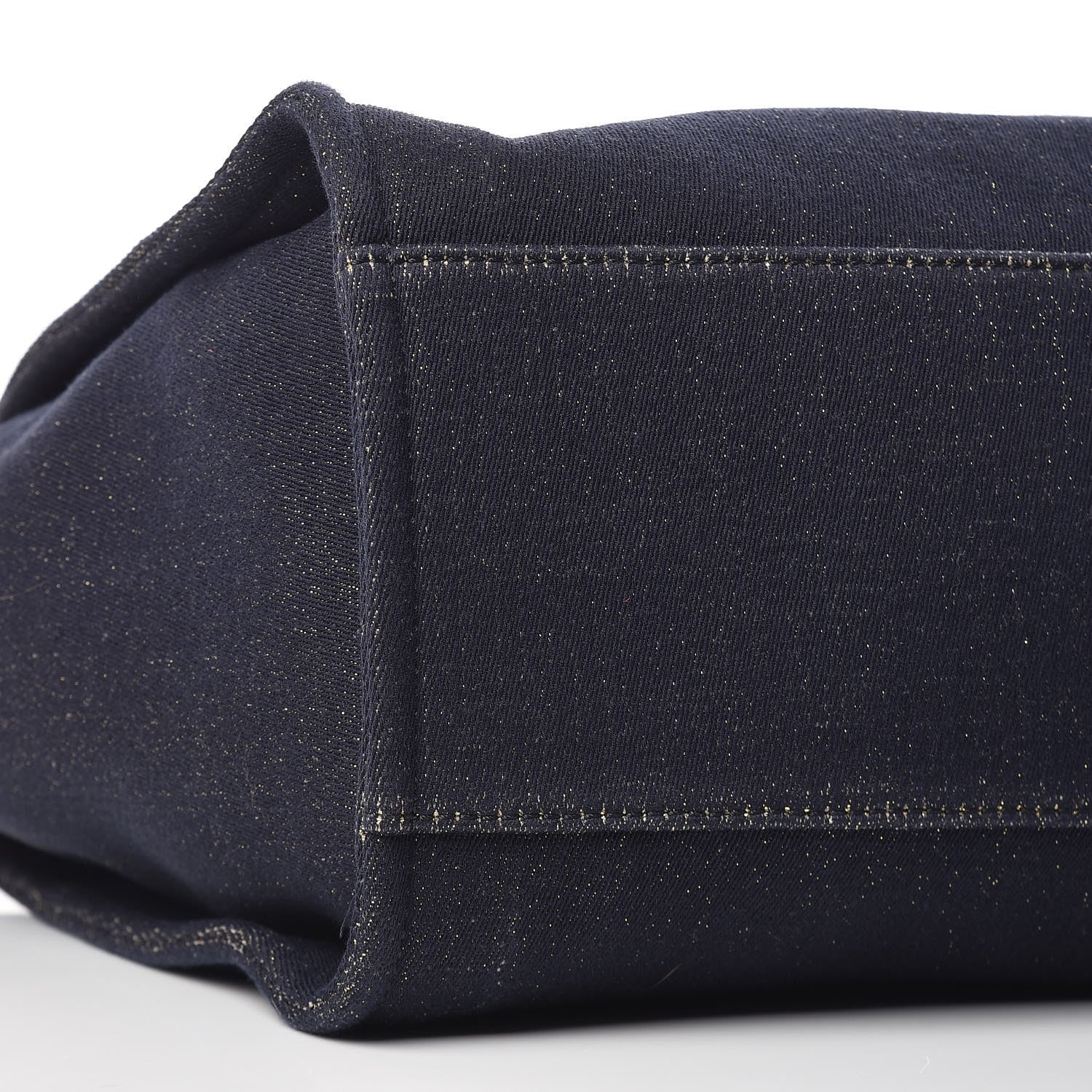 Chanel Lurex Canvas Medium Deauville Tote Navy Blue Gold 9 of 10