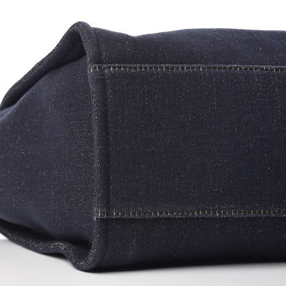 Chanel Lurex Canvas Medium Deauville Tote Navy Blue Gold 9 of 10