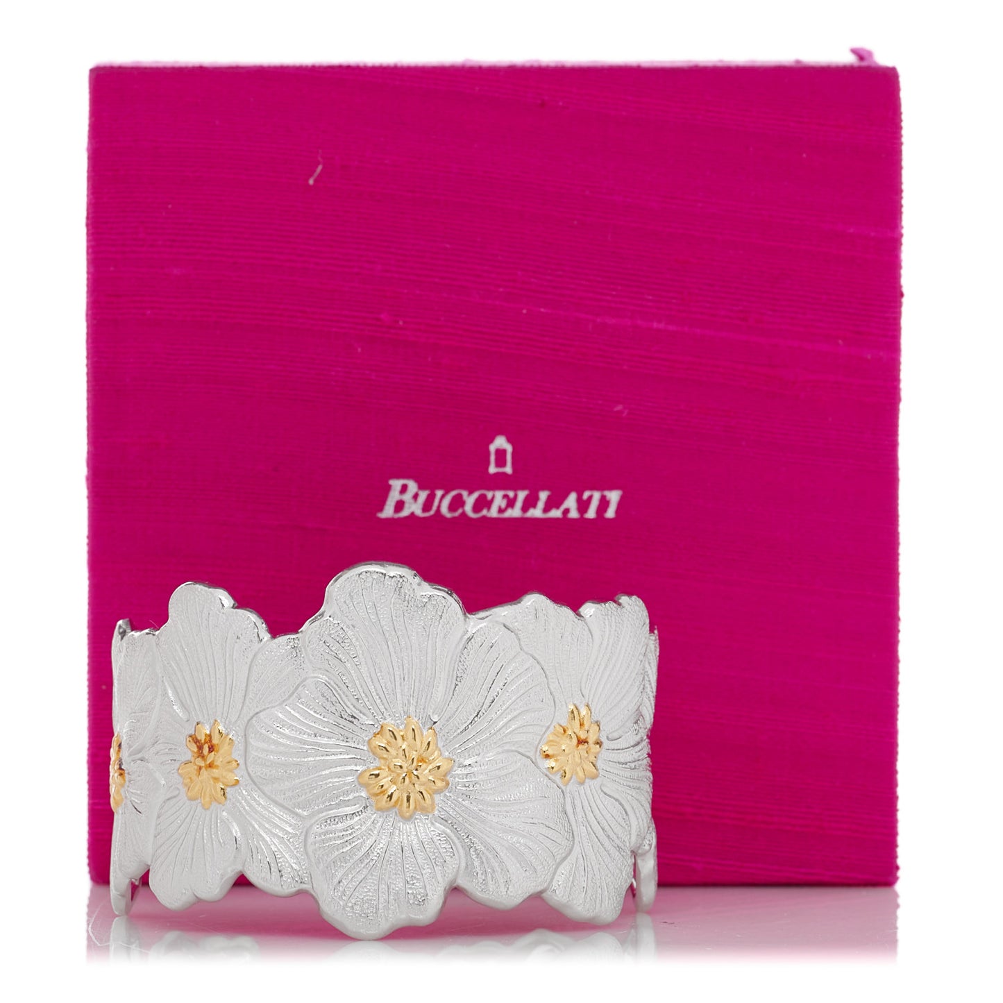 Sterling Silver Vermeil Blossoms Gardenia Hinged Cuff Bracelet