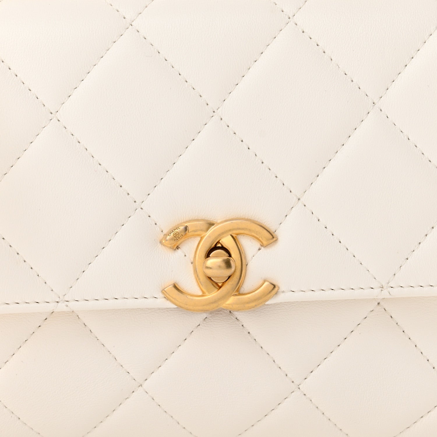 Chanel Lambskin Quilted Small CC Crystal Logo Chain Flap White 8 of 11