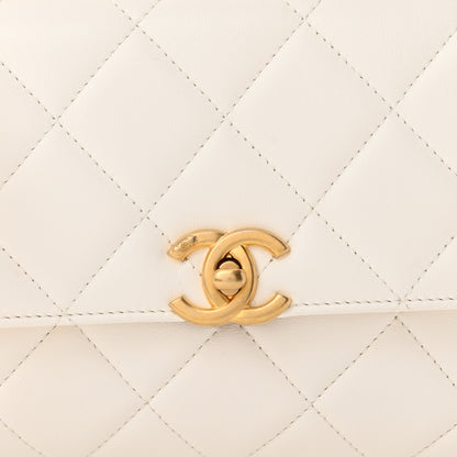 Chanel Lambskin Quilted Small CC Crystal Logo Chain Flap White 8 of 11