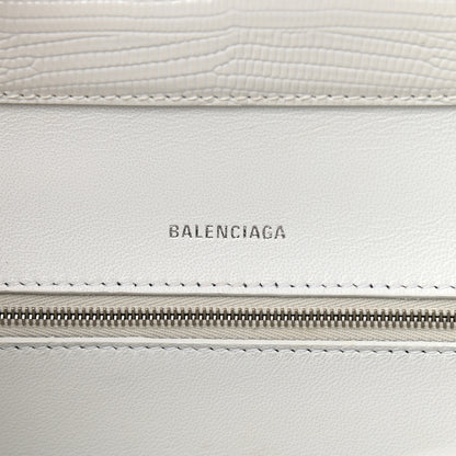 Balenciaga Patent Calfskin Lizard Embossed Medium Ghost Shoulder Bag Optic White 6 of 13