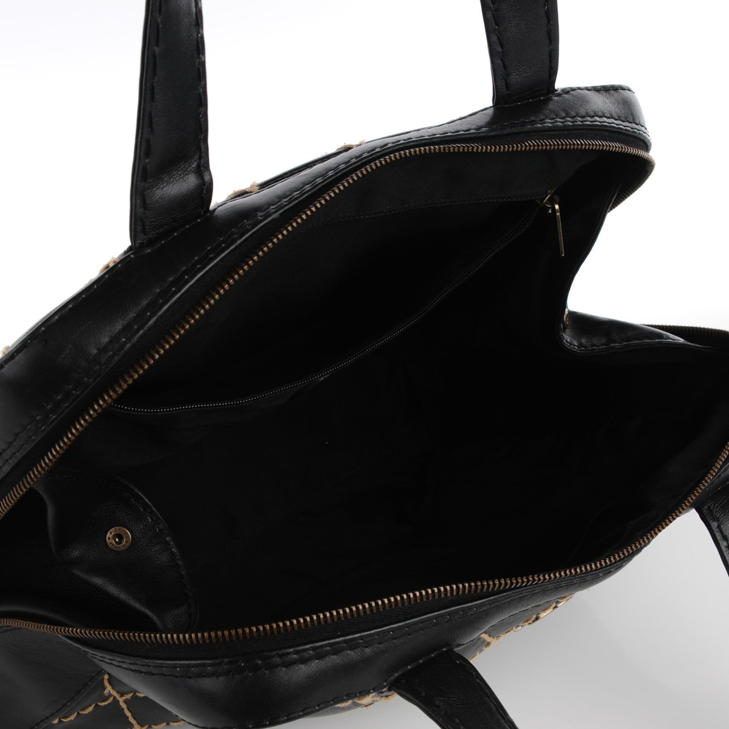 Chanel Leather Contrast Stitch Surpique Bowler Black 5 of 9