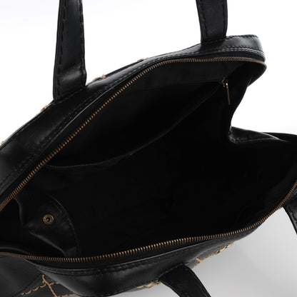Chanel Leather Contrast Stitch Surpique Bowler Black 5 of 9