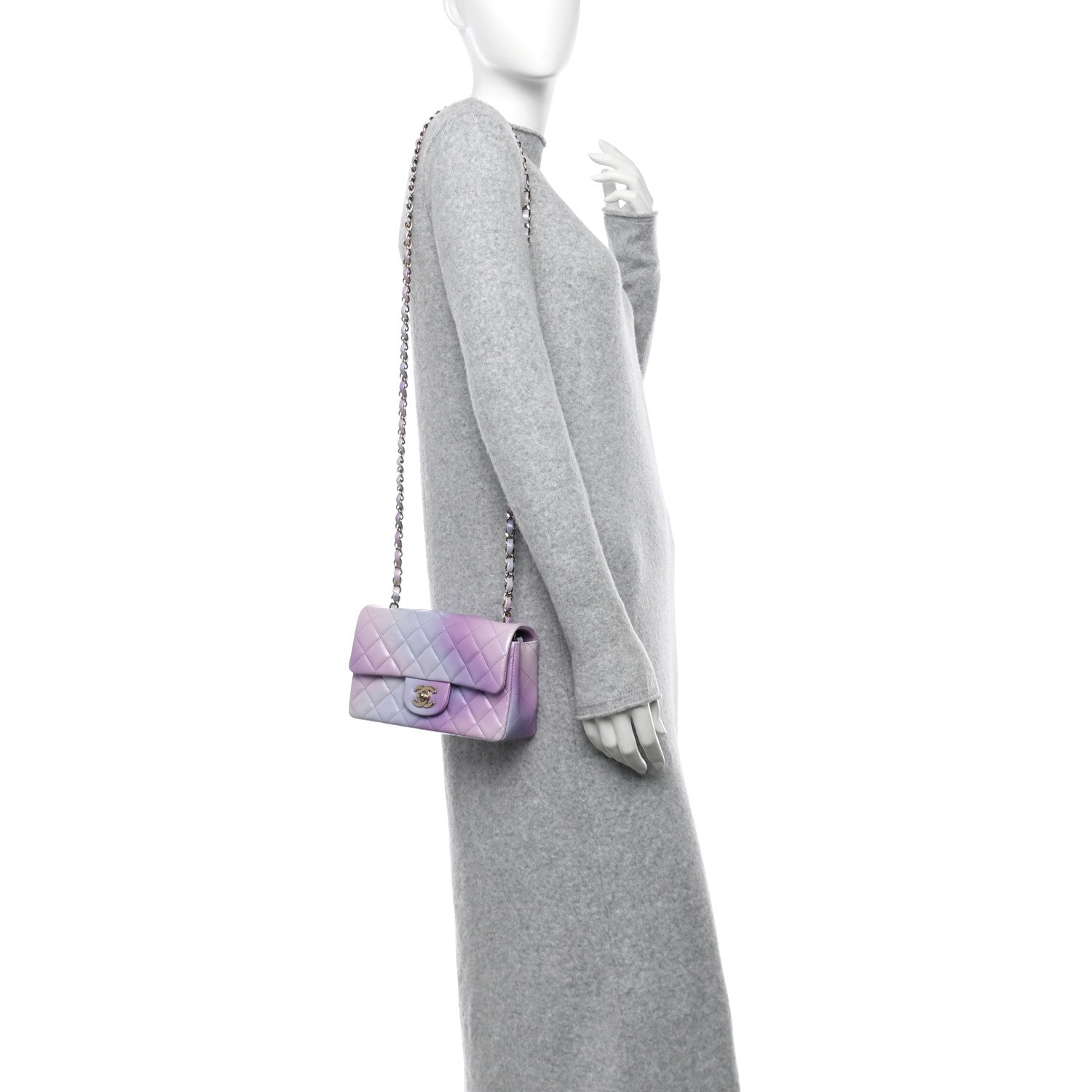 Chanel Lambskin Quilted Tie Dye Ombre Mini Rectangular Flap Purple Blue Pink 2 of 10