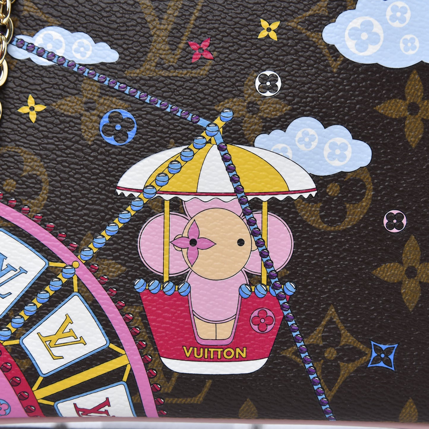 Monogram 2020 Christmas Animation Big Wheel Double Zip Pochette Rose Ballerine