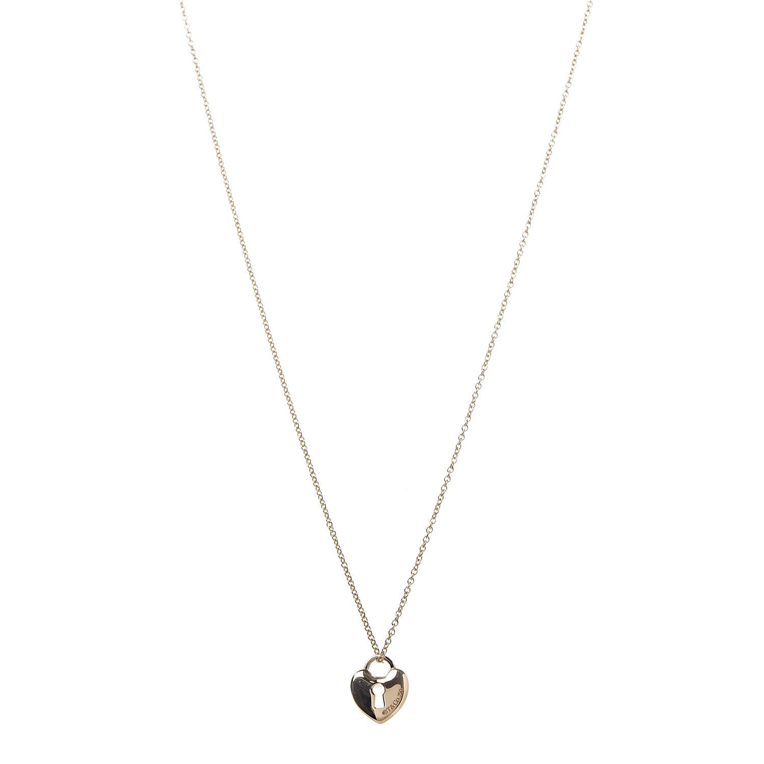 Tiffany 18K Yellow Gold Mini Heart Lock Pendant Necklace 1 of 7