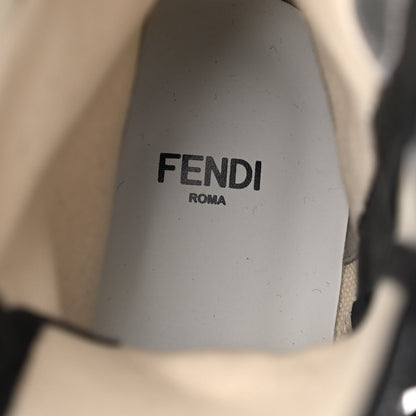 Fendi Canvas Floral Print Logo Bi-Color Womens Biker Boots 37 White Black 7 of 8