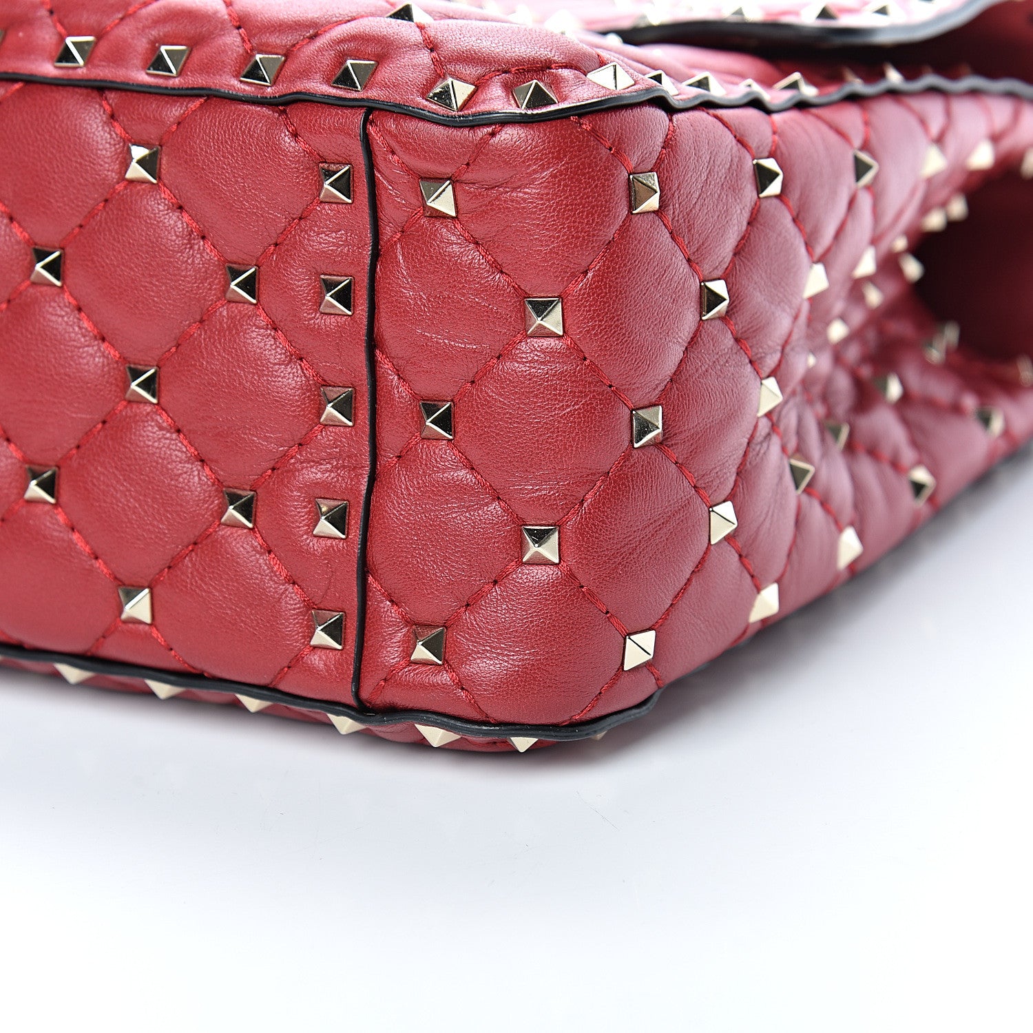 Valentino Garavani Lambskin Large Rockstud Spike Shoulder Bag Red 8 of 12