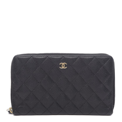 Chanel Caviar Quilted Large Zip Around Organizer Wallet Black 1 of 11