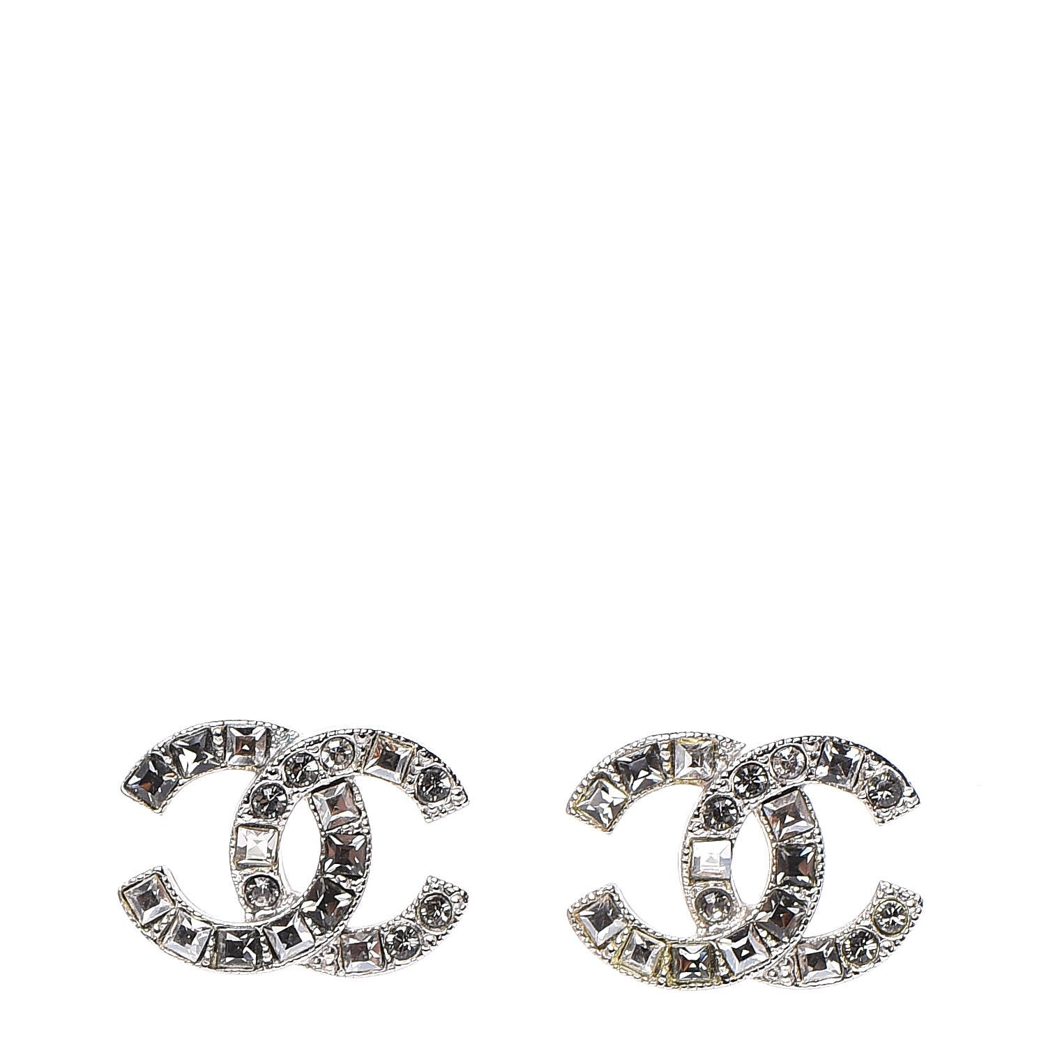 Chanel Crystal CC Earrings Silver 1 of 6