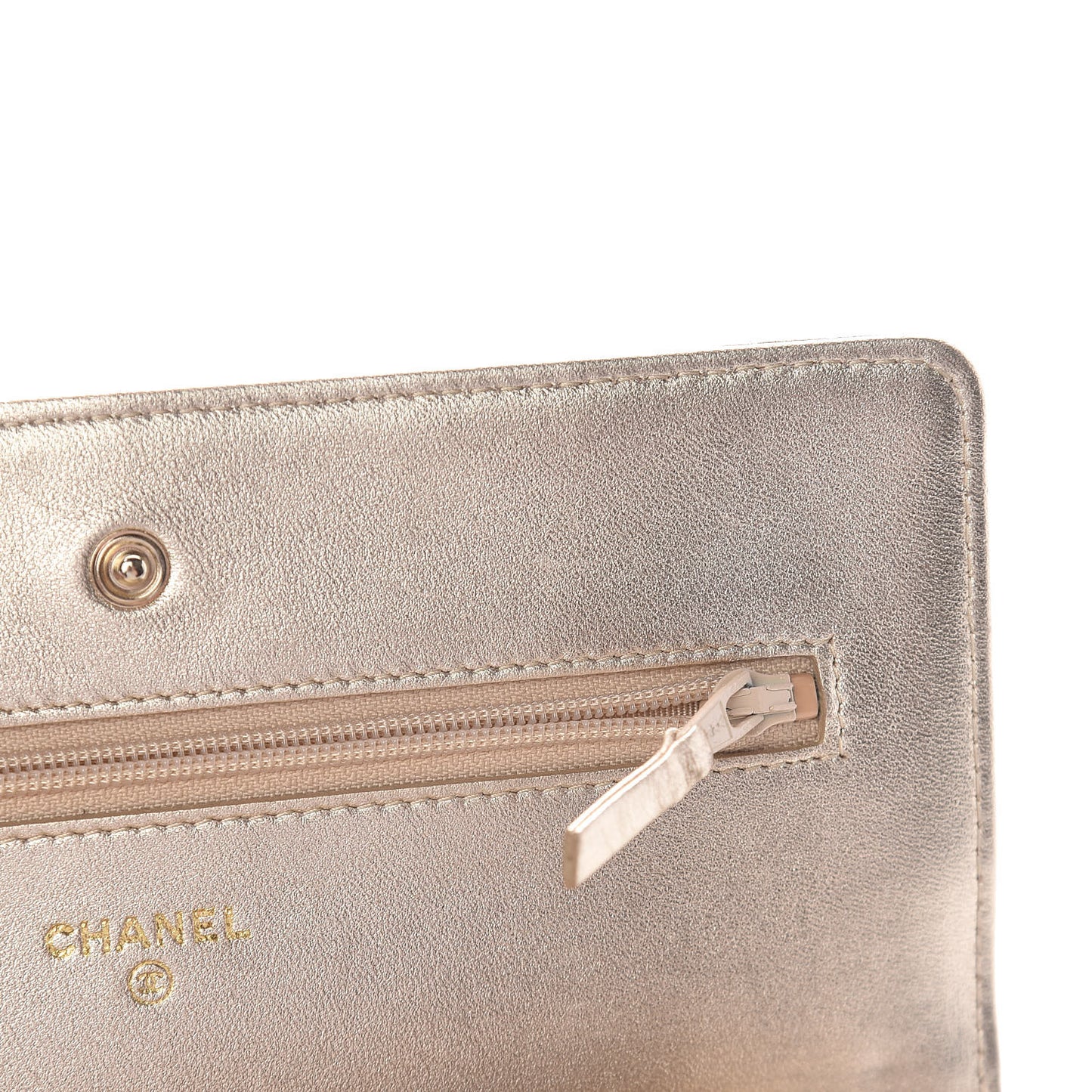Lambskin Quilted Wallet On Chain WOC Light Gold