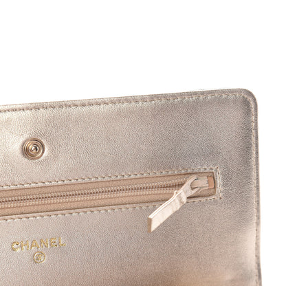 Chanel Lambskin Quilted Wallet On Chain WOC Light Gold 13 of 19