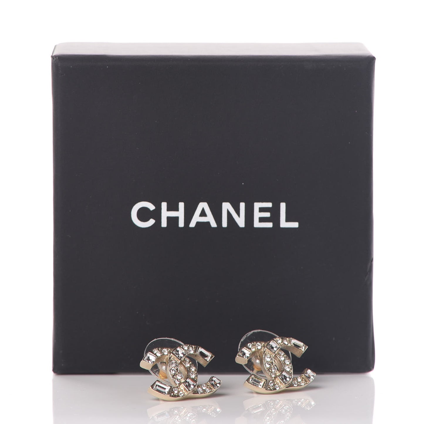 Crystal Baguette CC Earrings Gold
