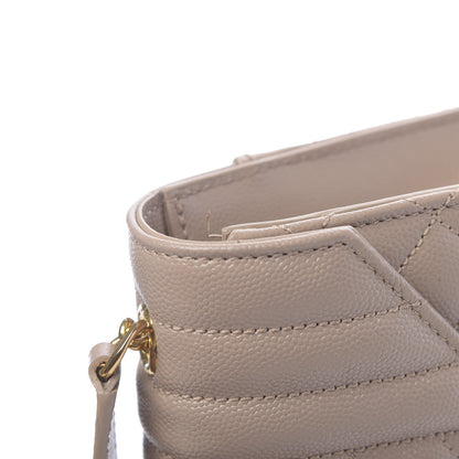 Saint Laurent Grain De Poudre Textured Mixed Matelasse Triquilt Small Monogram Satchel Dark Beige 7 of 11
