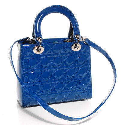 Christian Dior Patent Cannage Medium Lady Dior Cobalt 3 of 8