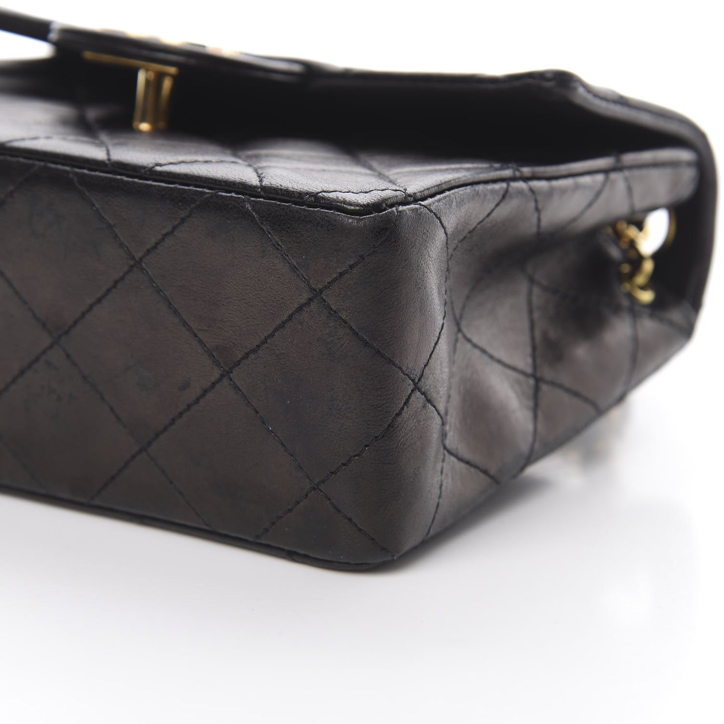 Lambskin Quilted Mini Square Flap Bag Black