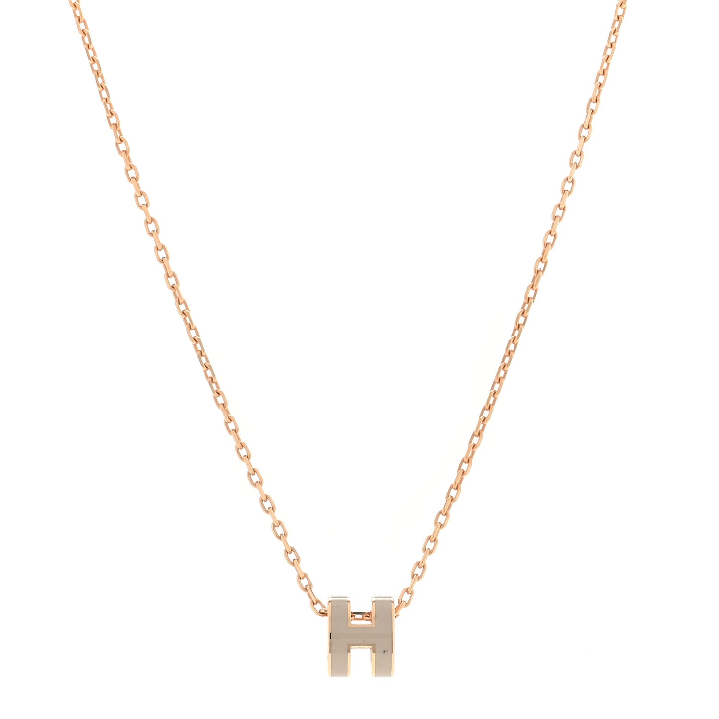 Lacquered Gold Mini Pop H Pendant Necklace White