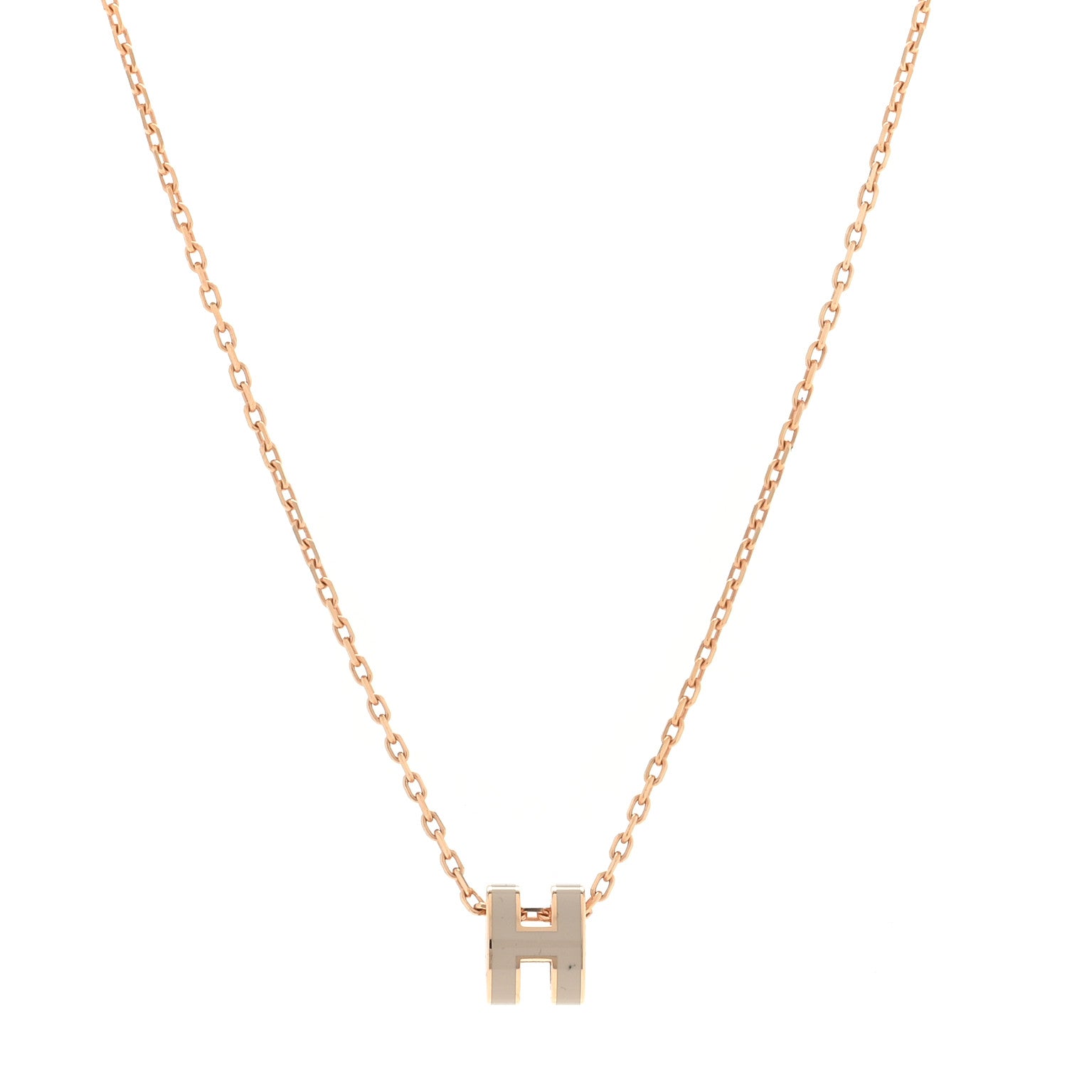 Hermes Lacquered Gold Mini Pop H Pendant Necklace White 1 of 5