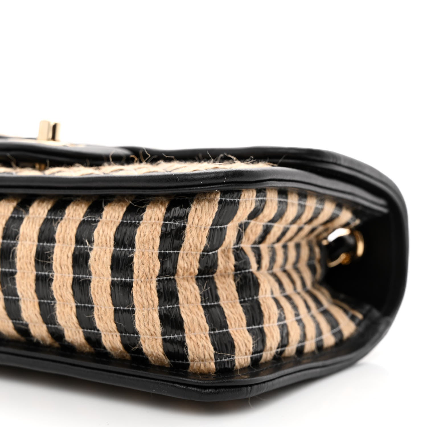 Chanel Raffia Jute Striped Small Urban Jungle Single Flap Black Beige 10 of 11