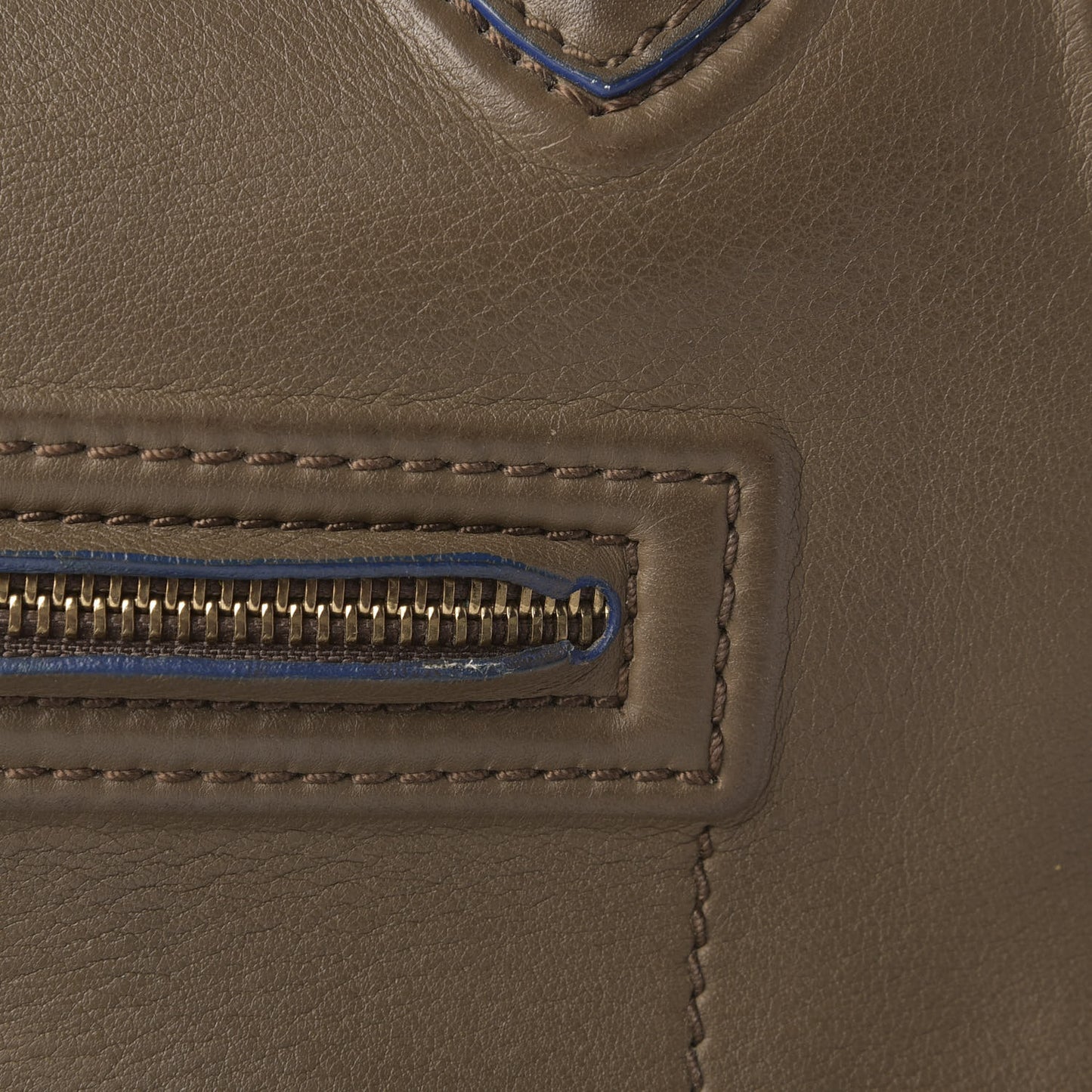 Supple Calfskin Medium Phantom Luggage Khaki Cobalt Trim