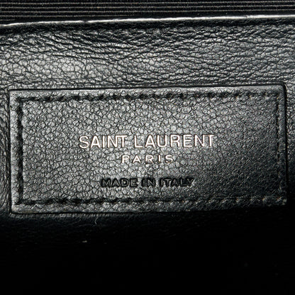 Saint Laurent Grain De Poudre Textured Mixed Matelasse Triquilt Medium Monogram Monochrome Satchel Black 7 of 15