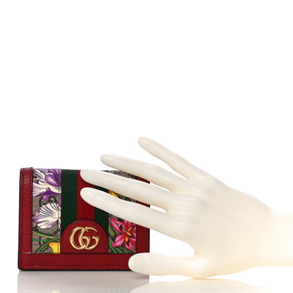 Gucci GG Supreme Monogram Flora Web Ophidia Card Case Red 2 of 10