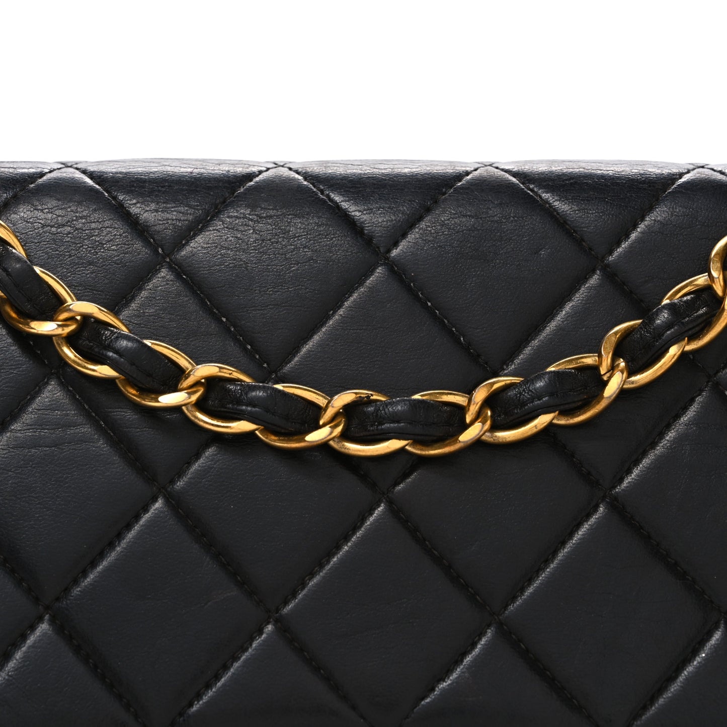 Lambskin Quilted Jumbo Single Flap Black