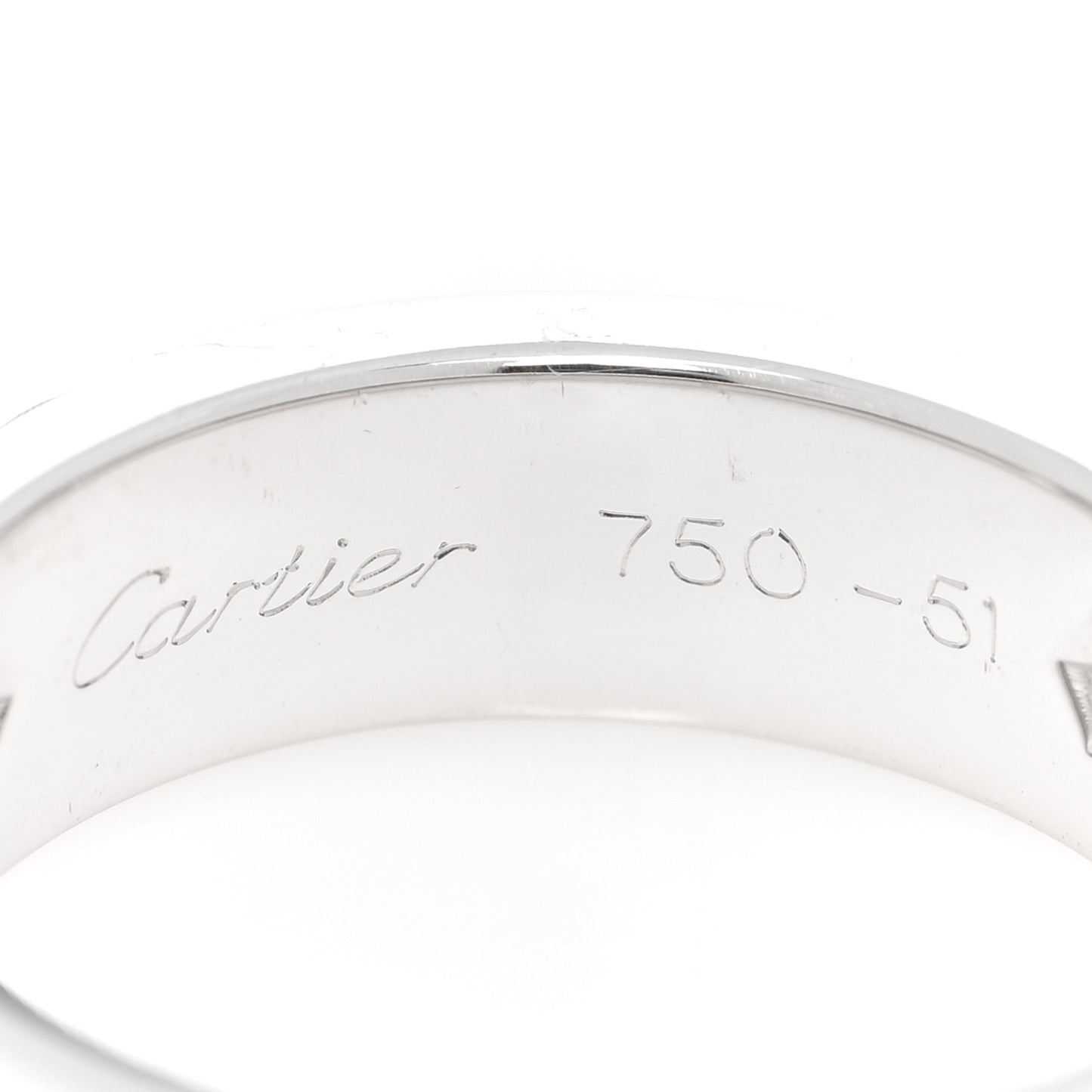 18K White Gold 3 Diamond 5.5mm LOVE Ring 51 5.75