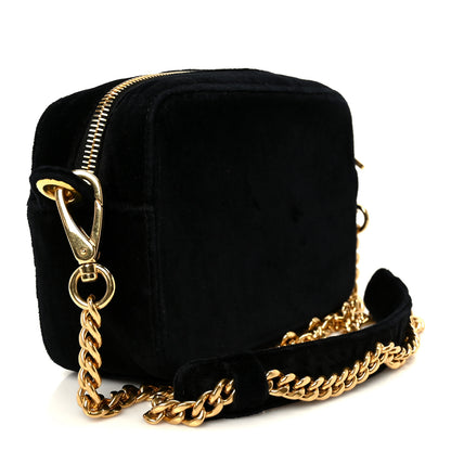 Prada Velluto Zip Top Chain Shoulder Bag Black 3 of 10